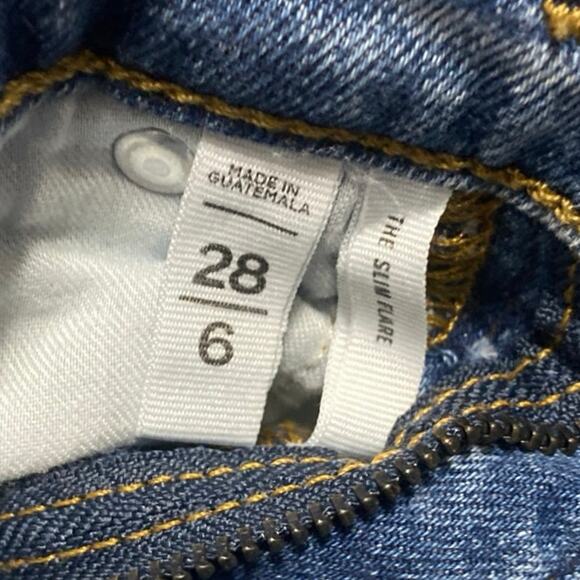 Ann Taylor LOFT Blue High Waist Raw Cut Herm Slim Flared Bootcut Denim Jeans 6 - Picture 5 of 5